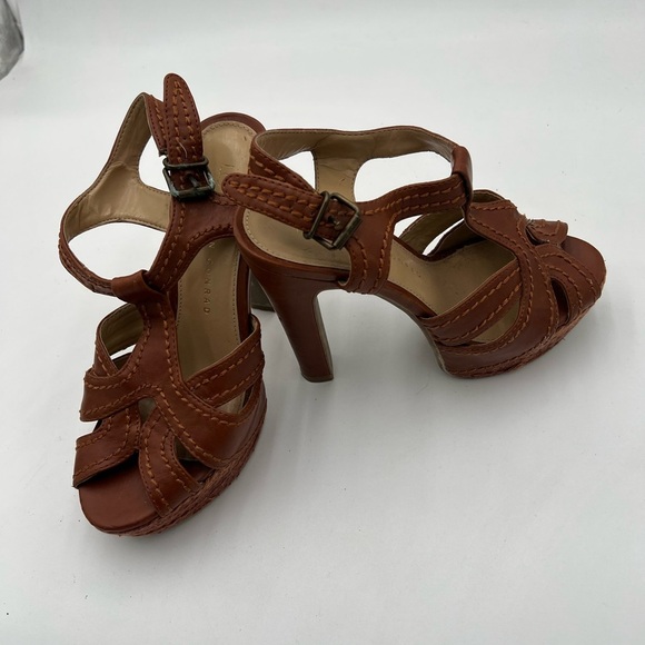 LC Lauren Conrad Brown Strappy Open-Toe Heeled Sandals –see measurement - Picture 7 of 9